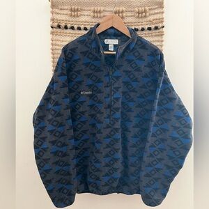 Vintage Y2K Columbia Men's Aztec Patterned Half Zip Fleece